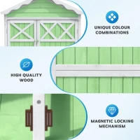 Weatherproof Fir Wood Tool House with Stable X Reinforcements, Eco-Friendly Outdoor Wooden Garden Storage Shed, 93L x 45W x 179H cm, Green(m-7)