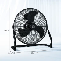 HOMCOM Wentylator stołowy Elektryczny wentylator z 4 stopniami prędkości, regulowany kąt do 120° Czarny(m-3)