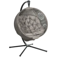 Outsunny Round Egg Basket Chair, with Steel Stand, Sand(m-1)