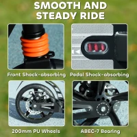 AIYAPLAY Kids Scooter with Four-Level Adjustable Handlebar, Dual Brake System, 200mm Wheels, ABEC-7 Bearings, Black(m-6)