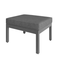 Space-Saving L-Shaped Sofa with Wooden Coffee Table, Stool Table Boxes, Outdoor Garden Lounge Set for 7-8 People, 115L x 60W x 78.5H cm, Grey(m-16)