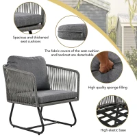 Space-Saving Outdoor Garden Lounge Set with Glass Coffee Table, Adjustable Foot Pads, Versatile Sofa Set for Patio, Porch, Backyard, Grey(m-4)
