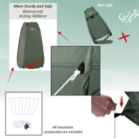Outsunny Cort de Duș Pop Up Impermeabil cu Intrare cu Fermoar, 100x100x185 cm, Verde(m-6)