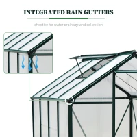Outsunny kas met polycarbonaat behuizing en dakklep, 190x 252 x 201 cm(m-7)