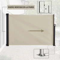 Outsunny Toldo Lateral Retráctil 350x180 cm Pantalla Enrollable Mampara de Privacidad y Protección Solar Beige(m-4)