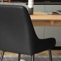 HOMCOM Set 4 Scaune de Dining Tapițate cu Spătar Înalt, Picioare din Oțel și Piele Ecologică, 49x60x89 cm, Negru(m-9)