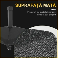 Outsunny Bază pentru Umbrelă cu Roți, 2 Frane și Mâner Încorporat, 45x45x40 cm, Negru(m-8)