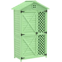 Weatherproof Fir Wood Tool House with Ventilation, Stable Construction, Outdoor Wood Garden Storage Shed, 90L x 56.5W x 175.5H cm, Green(m-8)