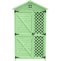 Weatherproof Fir Wood Tool House with Ventilation, Stable Construction, Outdoor Wood Garden Storage Shed, 90L x 56.5W x 175.5H cm, Green(m-2)