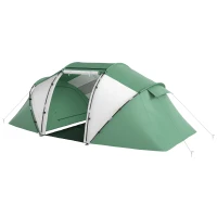 Outsunny 4-6 Man UV Protection Camping Tent - Green and White(m-11)
