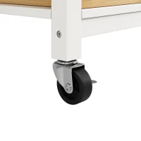 Rolling Kitchen Island Trolley with Adjustable Shelf, 3 Drawers, Spice Rack, and Folding Side Board, 120L x 45W x 90H cm, White(m-9)