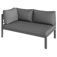 Space-Saving L-Shaped Sofa with Wooden Coffee Table, Stool Table Boxes, Outdoor Garden Lounge Set for 7-8 People, 115L x 60W x 78.5H cm, Grey(m-14)