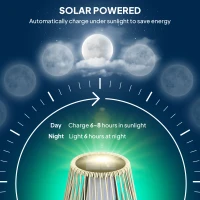 Outsunny Garden Rattan Lamp, 72 cm Tall Solar Rattan Floor Lamp, Solar Garden Light with Auto On/Off LED, IP44 for Outdoor, Porch, Pathway, Terrace, Grey(m-4)