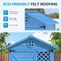 Outdoor Wooden Storage Shed with Ventilation Slots, Weatherproof Roof, Fir Wood Tool House for Garden, Backyard, 90L x 56.5W x 175.5H cm, Blue(m-6)