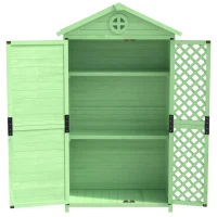 Weatherproof Fir Wood Tool House with Ventilation, Stable Construction, Outdoor Wood Garden Storage Shed, 90L x 56.5W x 175.5H cm, Green(m-9)