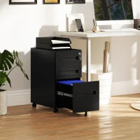 Vinsetto Three-Drawer Steel Filing Cabinet - Black(m-2)
