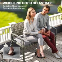 Outsunny Bankkussen 105 x 46 x 12,5 cm met Banden, Buiten Zitkussen voor Tuinmeubilair, Tuinbank, Grijs(m-5)