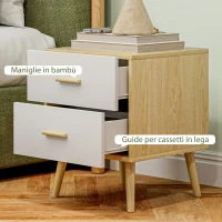 HOMCOM Comodino con 2 Cassetti in Legno in Stile Scandinavo, 40x40x50 cm, Rovere(m-6)