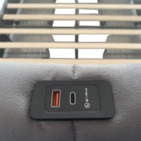 Double Upholstered Bed with 4 Storage Drawers and Charging Station, Adjustable Button Tufted Headboard, Velvet Frame, 195L x 142W x 108H cm, Grey(m-10)