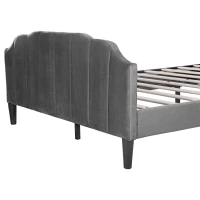 Double Upholstered Bed Frame with Adjustable Channel-Tufted Headboard, Easy Assembly, Perfect for Sophisticated and Modern Bedroom, 198L x 141.5W x 111.5H cm, Grey(m-10)
