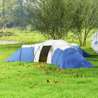 Outsunny 6-9 Man Tent with Bedrooms and Living Room, Accessories Included, Blue(m-8)