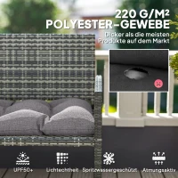 Outsunny Bankkussen 105 x 46 x 12,5 cm met Banden, Buiten Zitkussen voor Tuinmeubilair, Tuinbank, Grijs(m-4)