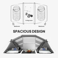 Outsunny 4-6 Man UV Protection Camping Tent - Charcoal Grey and White(m-4)