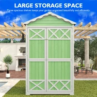 Weatherproof Fir Wood Tool House with Stable X Reinforcements, Eco-Friendly Outdoor Wooden Garden Storage Shed, 93L x 45W x 179H cm, Green(m-4)