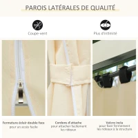 Outsunny Tonnelle Barnum pavillon de Jardin Style Colonial Double Toit Toiles latérales Amovibles 3L x 4l x 2,8H m crème(m-4)