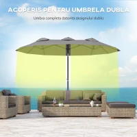 Outsunny Umbrela de Gradina Dubla inclinabila 45°, cu Manivela si 3 Orificii de Ventilatie, 295x152x222 cm, Gri(m-5)