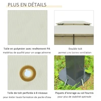 Outsunny Tonnelle Barnum pavillon de Jardin Style Colonial Double Toit Toiles latérales Amovibles 3L x 4l x 2,8H m crème(m-5)