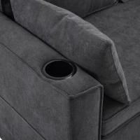 3-in-1 Convertible Sofa Bed with Internal Storage Chaise, L Shaped Sleeper Sofa with Cup Holders and Pillows, 211L x 130W x 86H cm, Grey(m-8)