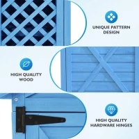 Outdoor Wooden Storage Shed with Ventilation Slots, Weatherproof Roof, Fir Wood Tool House for Garden, Backyard, 90L x 56.5W x 175.5H cm, Blue(m-7)