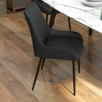 HOMCOM Set 4 Scaune de Dining Tapițate cu Spătar Înalt, Picioare din Oțel și Piele Ecologică, 49x60x89 cm, Negru(m-7)