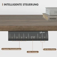 Vinsetto Höhenverstellbarer Schreibtisch Elektrisch 140 x 70 cm Computertisch mit 4 Memory-Steuerung, 4 tlg. Tischplatte, Steh-Sitz Tisch mit Anti-Kollision, Überhitzungsschutz Schwarz(m-5)