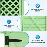 Weatherproof Fir Wood Tool House with Ventilation, Stable Construction, Outdoor Wood Garden Storage Shed, 90L x 56.5W x 175.5H cm, Green(m-7)