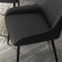 HOMCOM Set 4 Scaune de Dining Tapițate cu Spătar Înalt, Picioare din Oțel și Piele Ecologică, 49x60x89 cm, Negru(m-8)