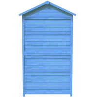 Outdoor Wooden Storage Shed with Ventilation Slots, Weatherproof Roof, Fir Wood Tool House for Garden, Backyard, 90L x 56.5W x 175.5H cm, Blue(m-10)