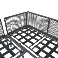 Modern Space-Saving L-Shaped Corner Sofa with Glass Coffee Table, Outdoor Garden Lounge Set for 4-5 People, 120L x 60W x 86H cm, Grey(m-13)