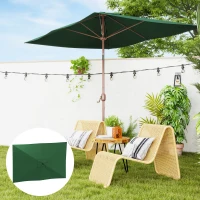 Outsunny Telo di Ricambio per Ombrellone Rettangolare 3x2 m a 6 Stecche, Poliestere Anti UV 50+, Verde(m-2)