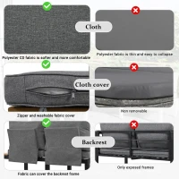 Space-Saving L-Shaped Corner Sofa with Wooden Table, Iron Frame, Outdoor Garden Lounge Set for 4 People, 145L x 60W x 80H cm, Grey(m-6)