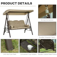 Outsunny 2-zits schommelstoel met luifel en kussen metaal bruin(m-5)