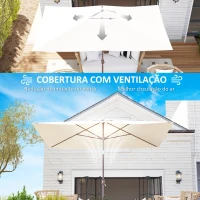 Outsunny Toldo de Substituição para Chapéu de Sol de 3x2 m Toldo de Reposição para Chapéu de Sol com Ventilação Superior Proteção UV 50+ Bege(m-7)