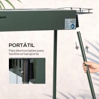 Outsunny Barbacoa de Carbón con 2 Parrillas de Acero Inoxidable Barbacoa Portátil con 2 Especieros para Camping 94x39x70 cm Verde(m-7)