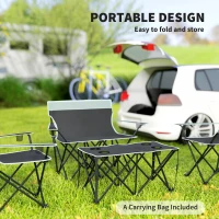 Outsunny Four-Piece Portable Picnic Table Set - Grey(m-6)