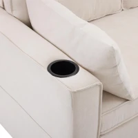 3-in-1 Convertible Sofa Bed with Reversible Chaise, Internal Storage and Cup Holders, L-Shaped Sleeper Sofa with Pillows, 211L x 130W x 86H cm, Beige(m-8)