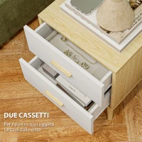 HOMCOM Comodino con 2 Cassetti in Legno in Stile Scandinavo, 40x40x50 cm, Rovere(m-5)