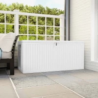 Outsunny Baule da Esterno da 515L in PE Impermeabile e Scanalato, 140x68x68 cm, Bianco(m-9)