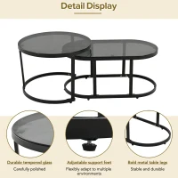 Space-Saving Outdoor Garden Lounge Set with Glass Coffee Table, Adjustable Foot Pads, Versatile Sofa Set for Patio, Porch, Backyard, Grey(m-5)