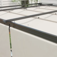 Outsunny Pérgola de Jardín Cenador para Exterior con Techo Retráctil y 4 Cortinas Enrollables 4x3 m Crema(m-9)